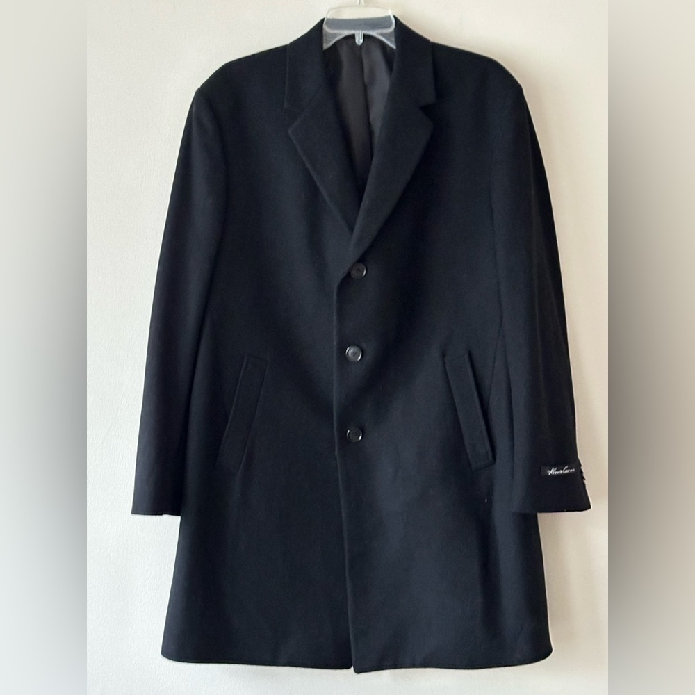 Kenneth Cole New York Men's Slim Raburn Wool-Blend Overcoat Charcoal Sz.42S